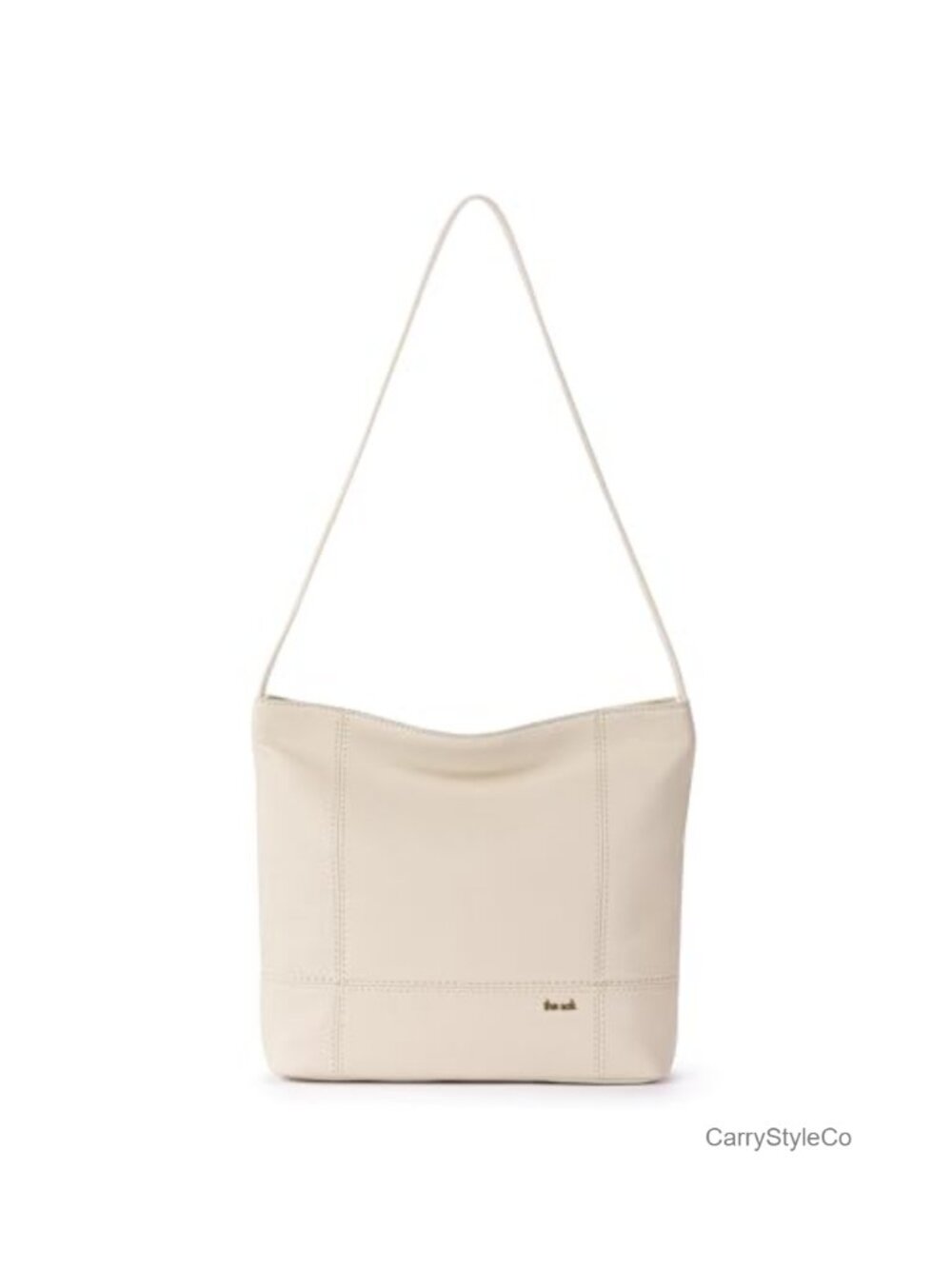 Full-Grain Leather Hobo Shoulder Bag with Zipper Pocket